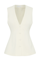 Katelyn Short Sleeve Suiting Top - Ivory